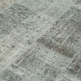 Hand-knotted anatolian contemporary 170 cm x 240 cm grey patchwork carpet