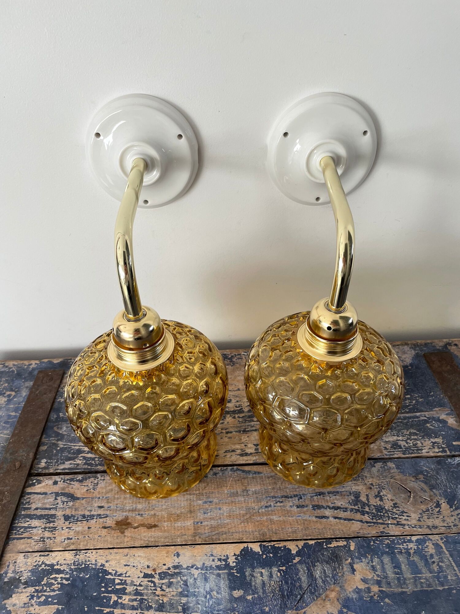 Set of two new electrified bubble glass sconces