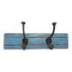 Solid teak coat hook with 2 double cast iron hooks