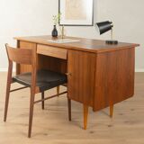 Classic freestanding desk from the 1950s, walnut veneer