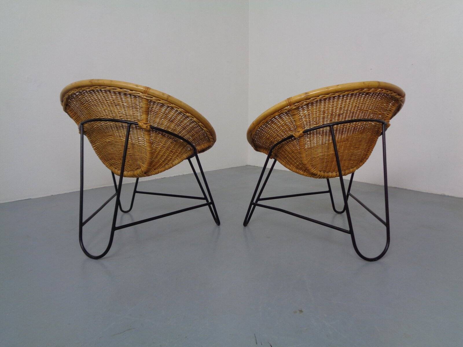 Mid-Century German Bamboo Chairs, 1960s, Set of 2