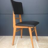 Ensemble 6 chaises bois et skai vintages