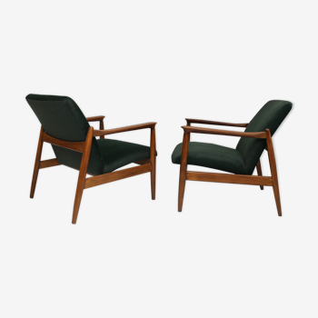 Paire de fauteuils GFM-142 par Edmund Homa année 1960 tissu velours vert