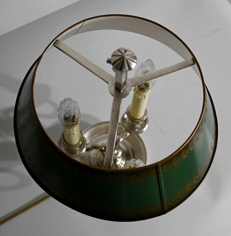 White metal bouillotte lamp, empire style – early twentieth century
