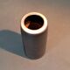 Small monogrammed black enameled ceramic vase by Willy Steinlin, Switzerland 1960.