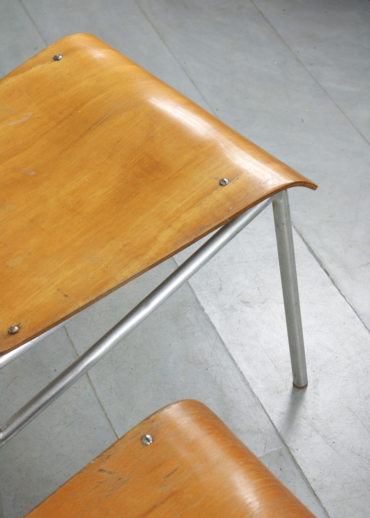 Mid-century Plywood Aluminum Chair, set of 2