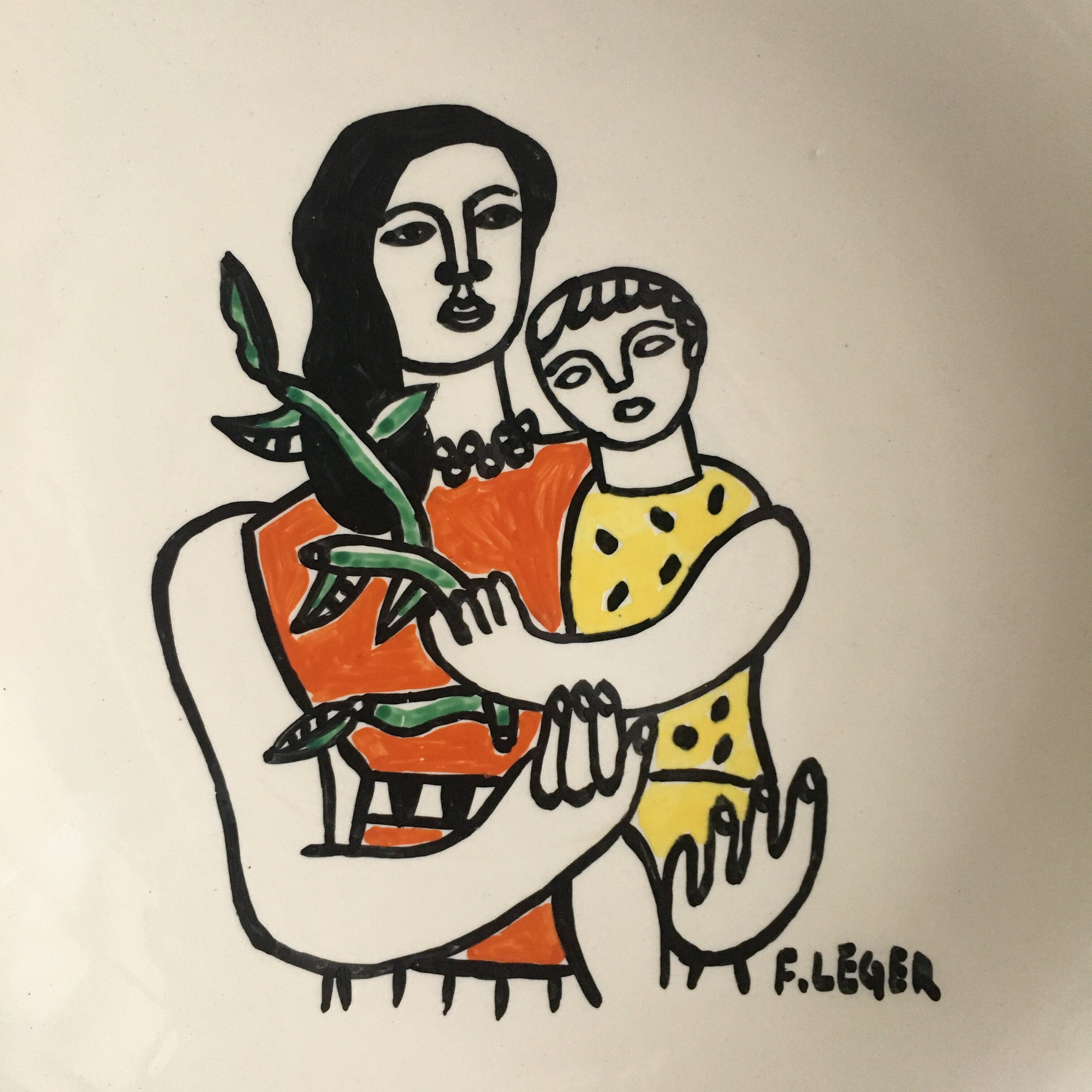 Hand enamelled earthenware cup after Fernand Léger (1881-1955)