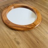 Vintage pine mirror by Glasmäster Markaryd Sweden 1970s