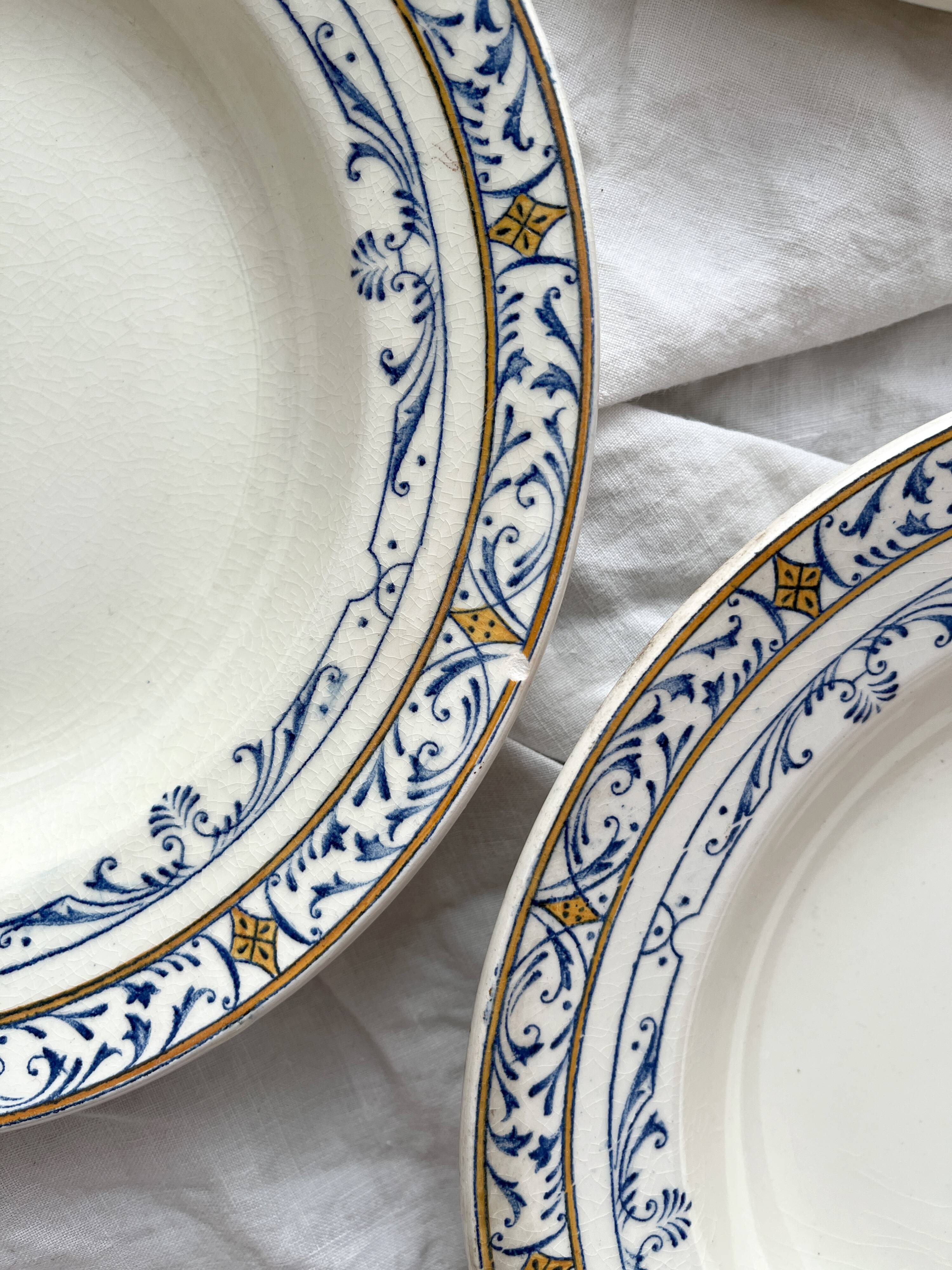 4 deep ironware plates “Colbert” Creil and Montereau