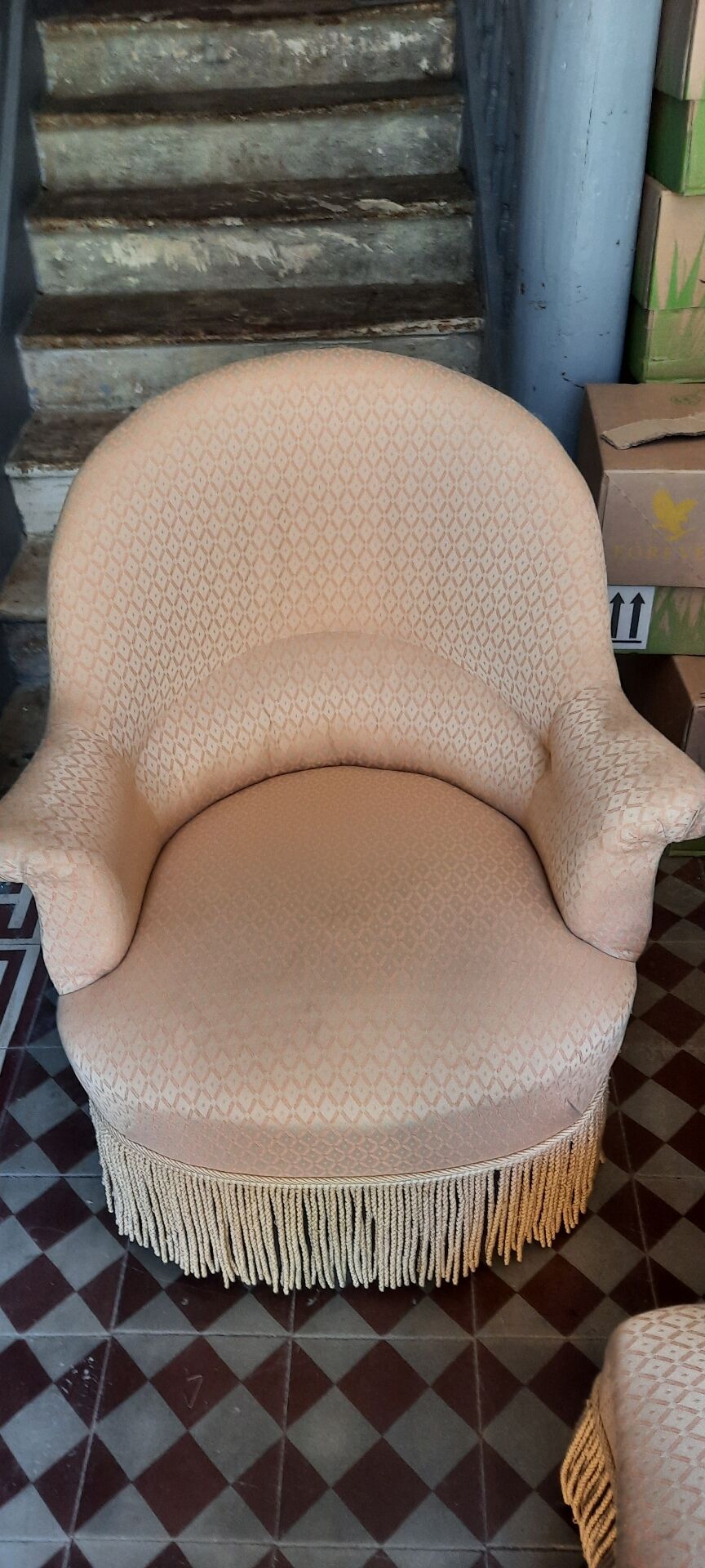 Méridienne et fauteuils crapaud