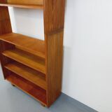 Large vintage oak wood bookcase shelf from the 50s 60s