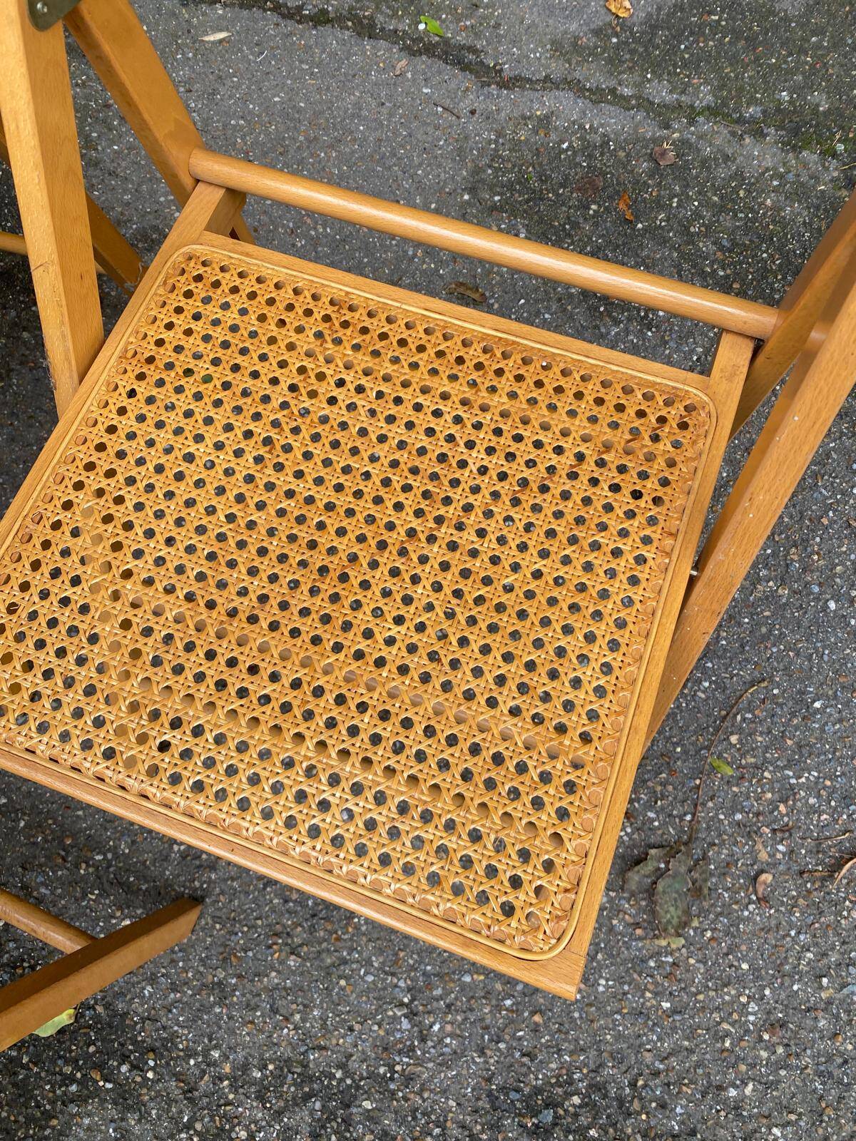 5 or 6 Scandinavian folding cane chairs 1970