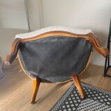 Pair of Rampe armchairs in cherry wood – high-end fabric