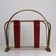 Brass and leather magazine holders, France, 50s