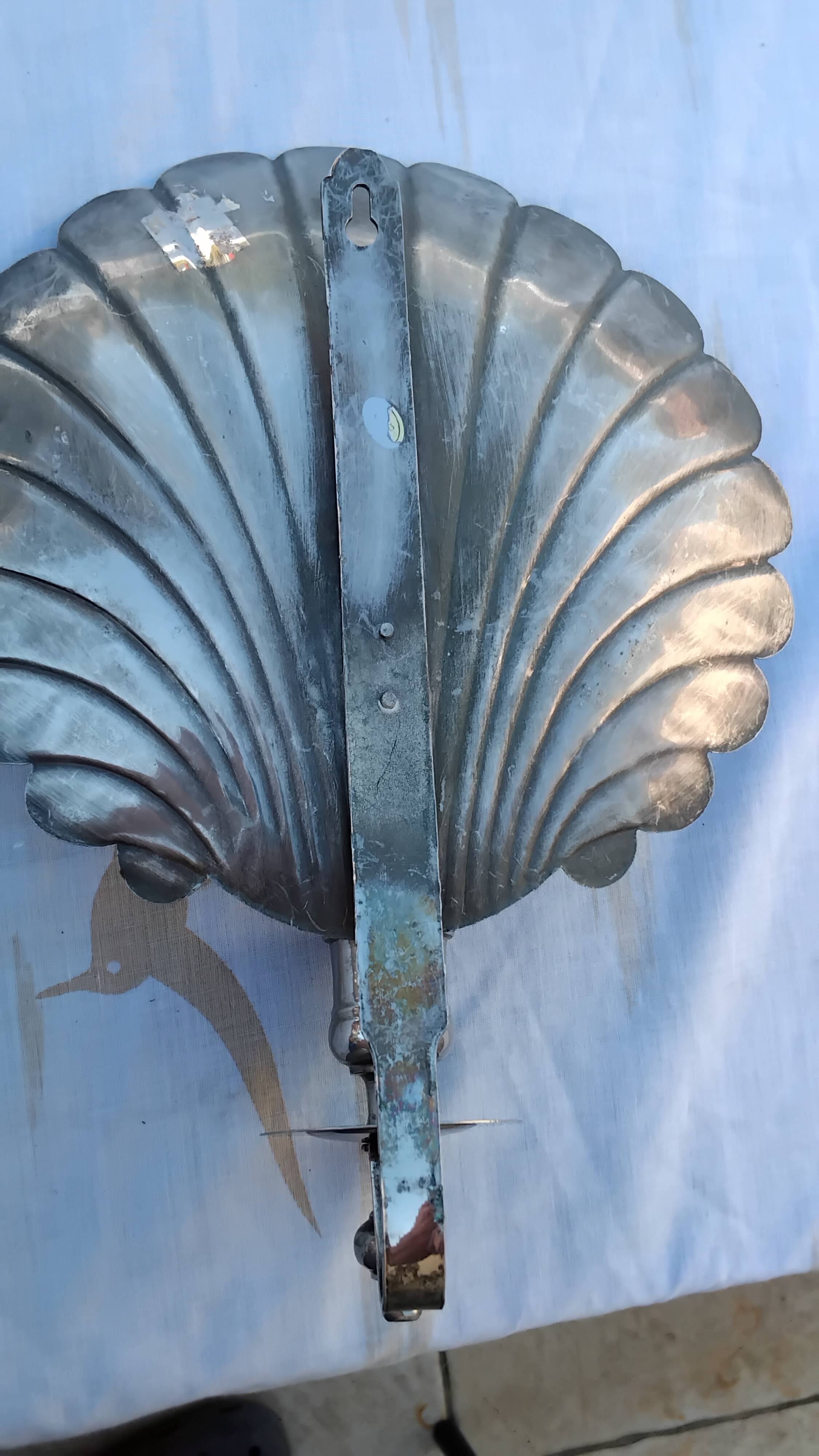 Pair of vintage silver-plated scallop shell wall candle holders