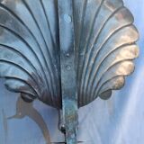 Pair of vintage silver-plated scallop shell wall candle holders