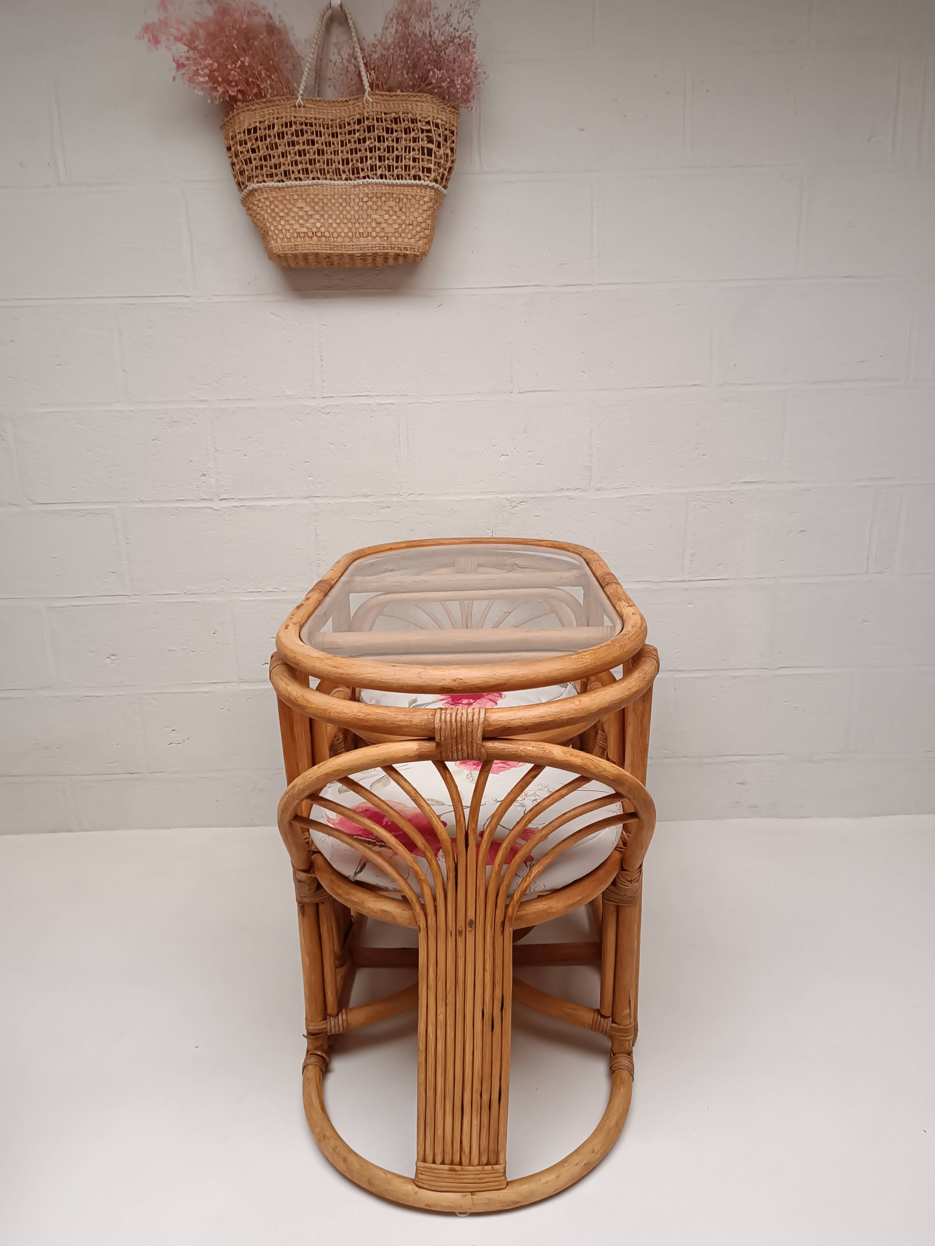 Vintage rattan table and chairs set