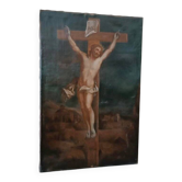 Ancient Oil on Canvas "Crucifixion", Italian School, 18th Century