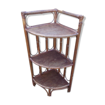 Vintage rattan corner shelf