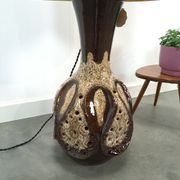 Lampe en céramique marron de Besigheimer Leuchten avec base éclairée