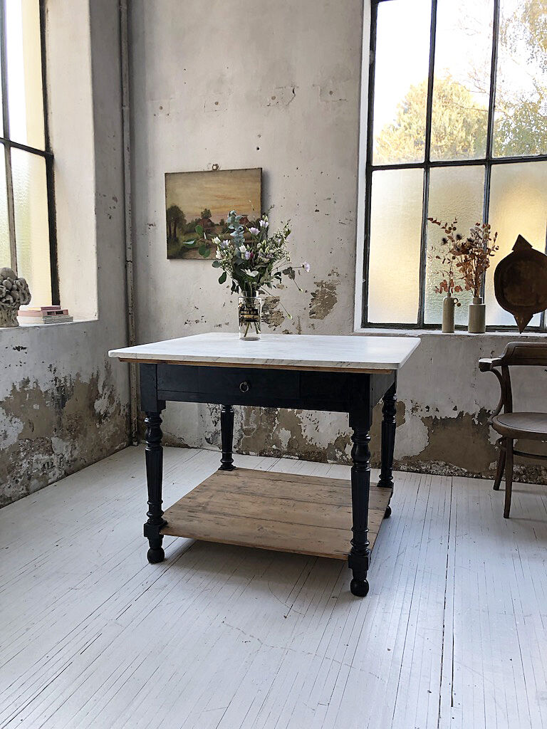 Butcher's table work central island marble