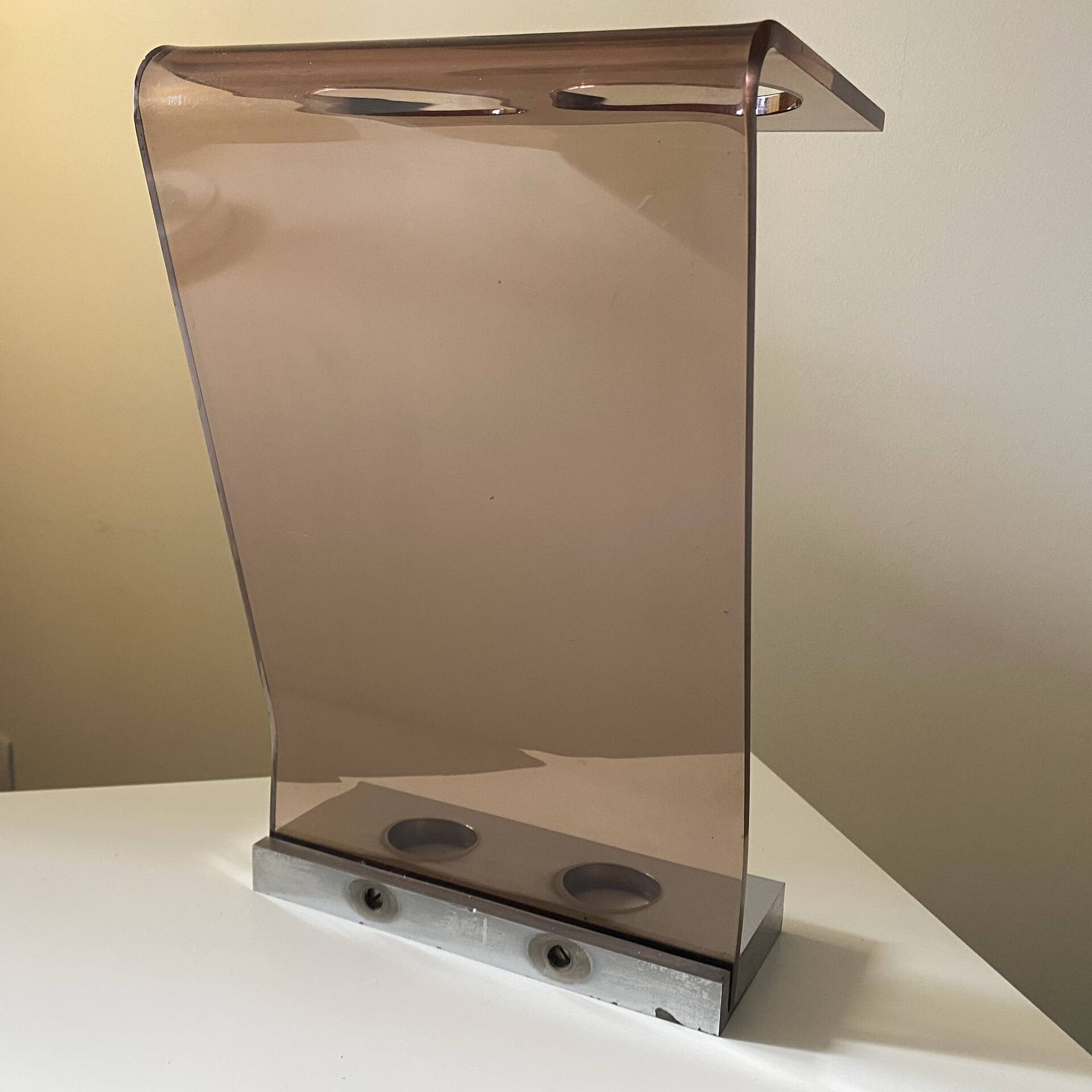 Roche Bobois designer umbrella stand in smoked plexiglass