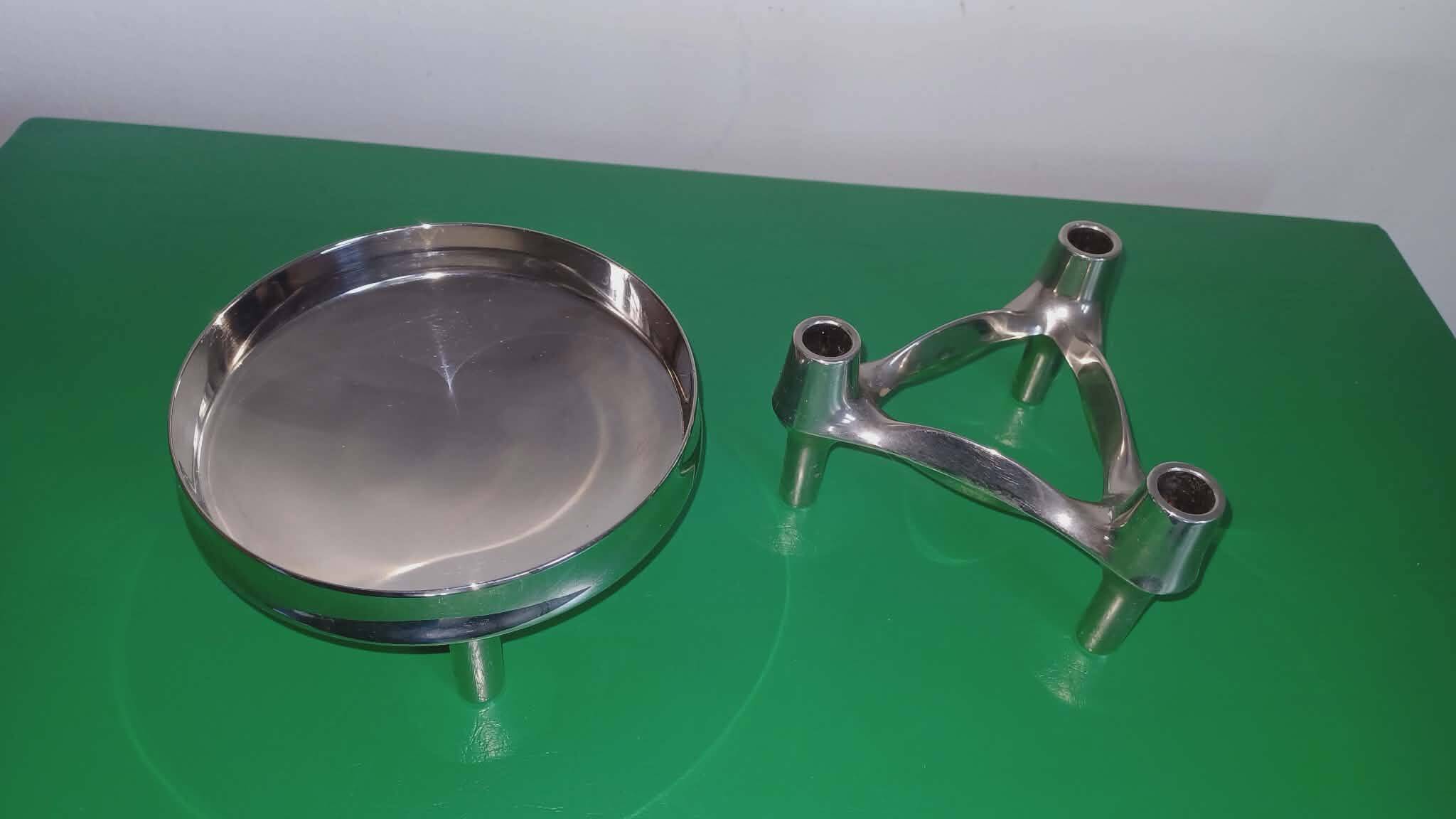 Set - candleholders and shell designed by Fritz Nagel and Caesar Stoffi.