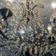 Antique cage chandelier with rock crystal pendants