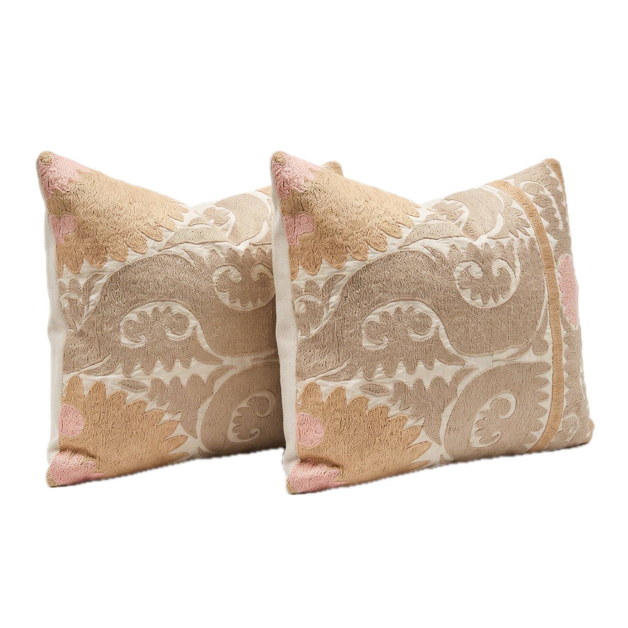 Set of 2 vintage embroidered cushion covers 59x66 cm