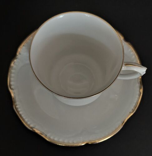 Tasse à café porcelaine de Limoges aux lions faïence Paris blanc