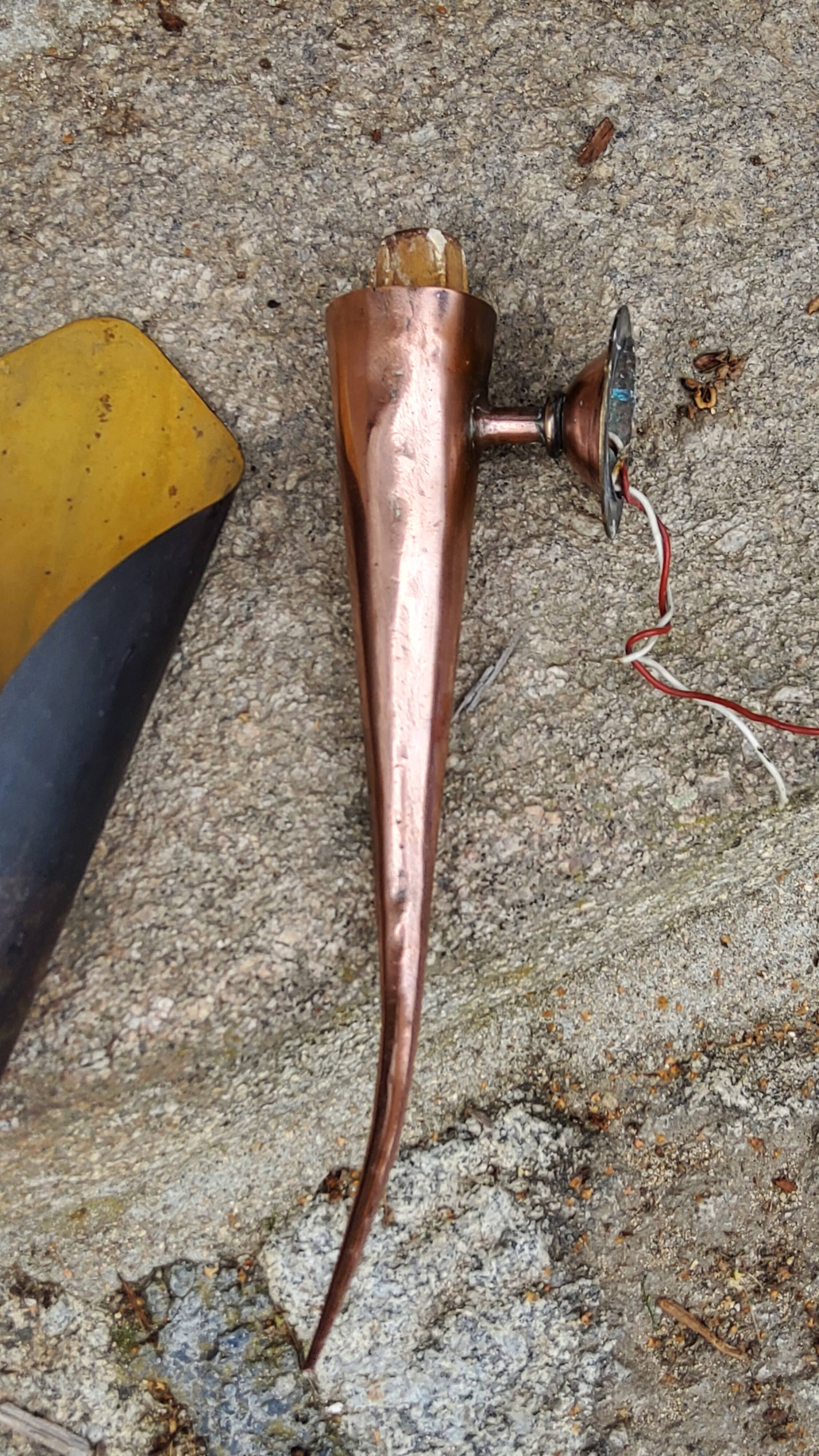 Pair of vintage 50s copper and metal wall lights