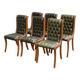 6 chaises anglaises Chesterfield XXème cuir vert olive