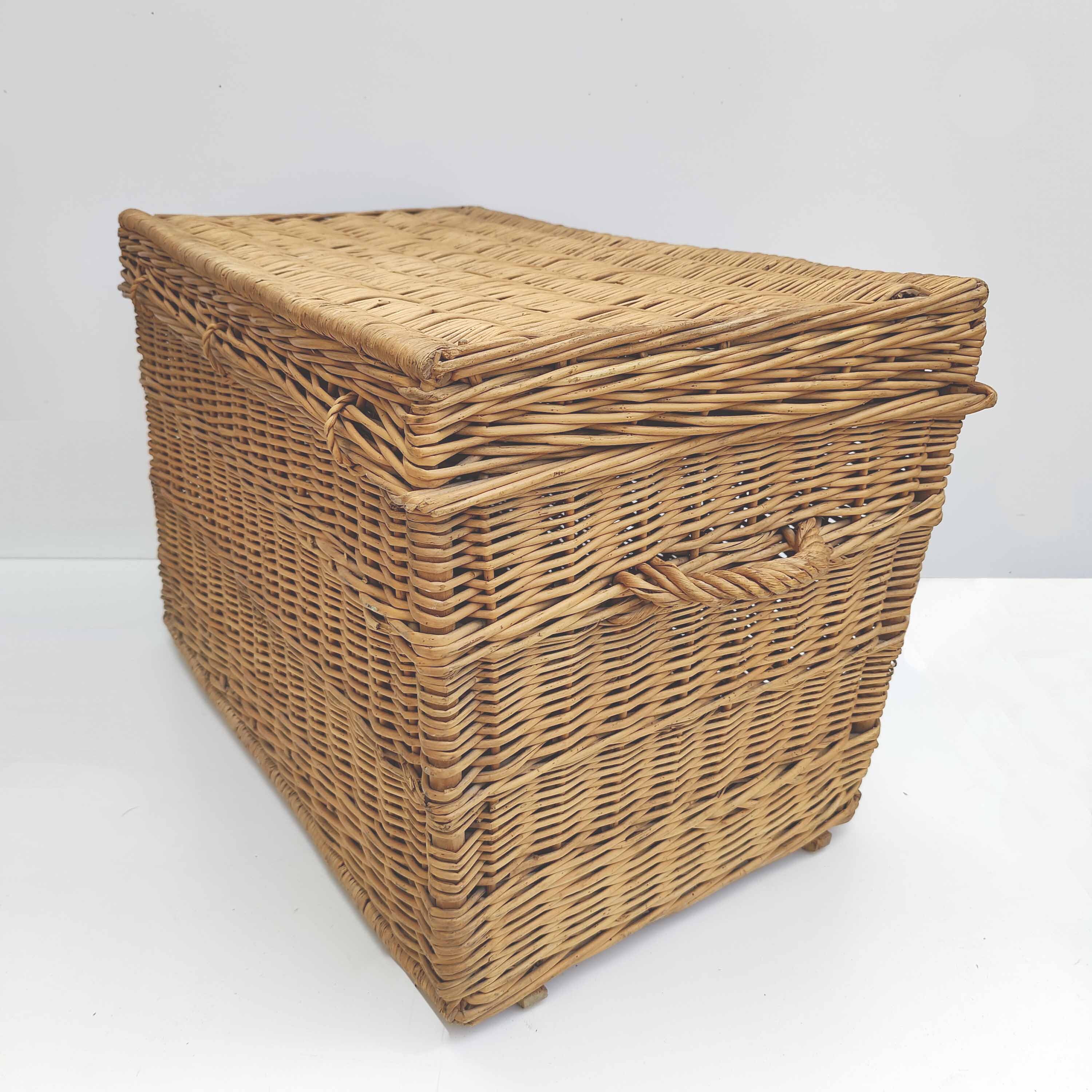 Vintage braided wicker trunk