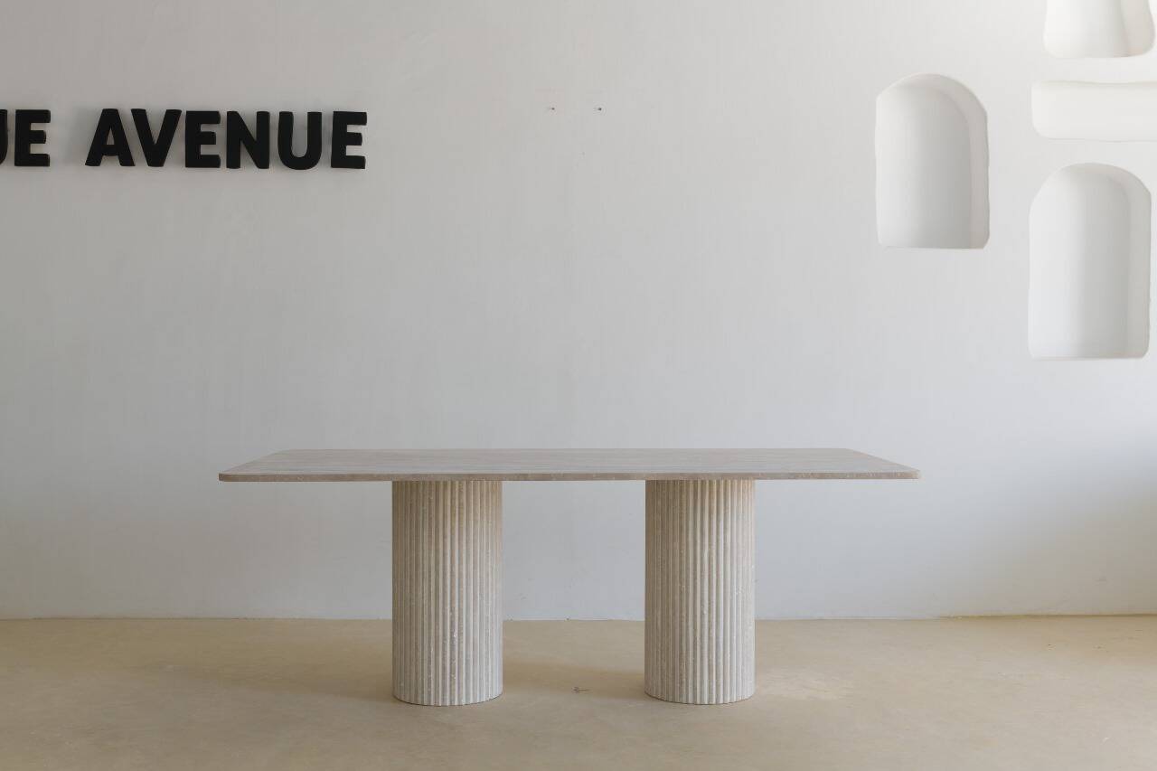 Olympia Rectangular Dining Table - Natural Travertine