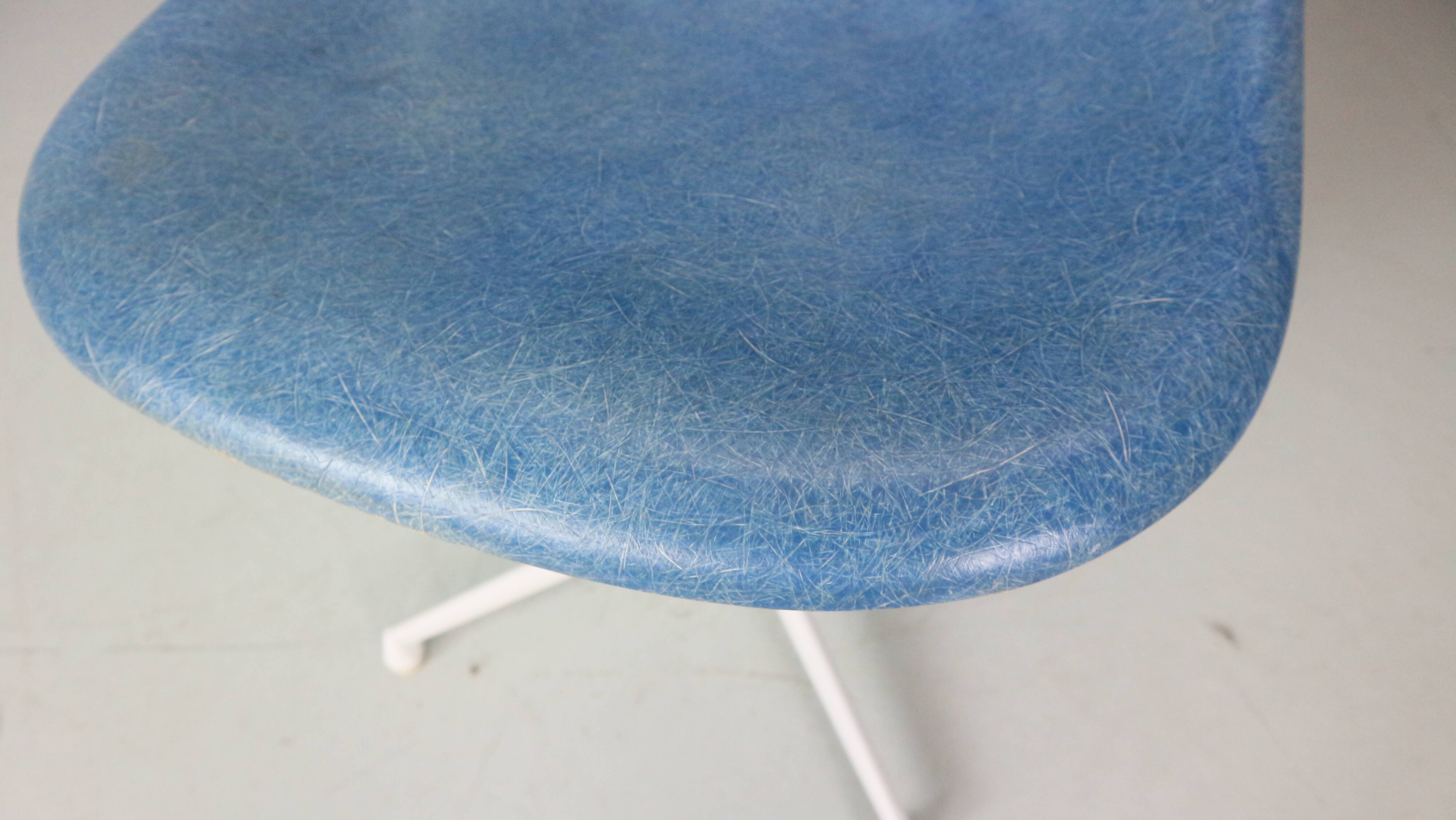 Charles & Ray Eames "La Fonda" Blue Fiberglass Chairs Herman Miller
