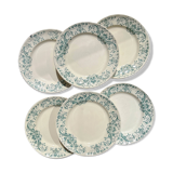 Set of 6 Antique Flat Plates "Figuig" Iron Earth – Longchamp 19th Century