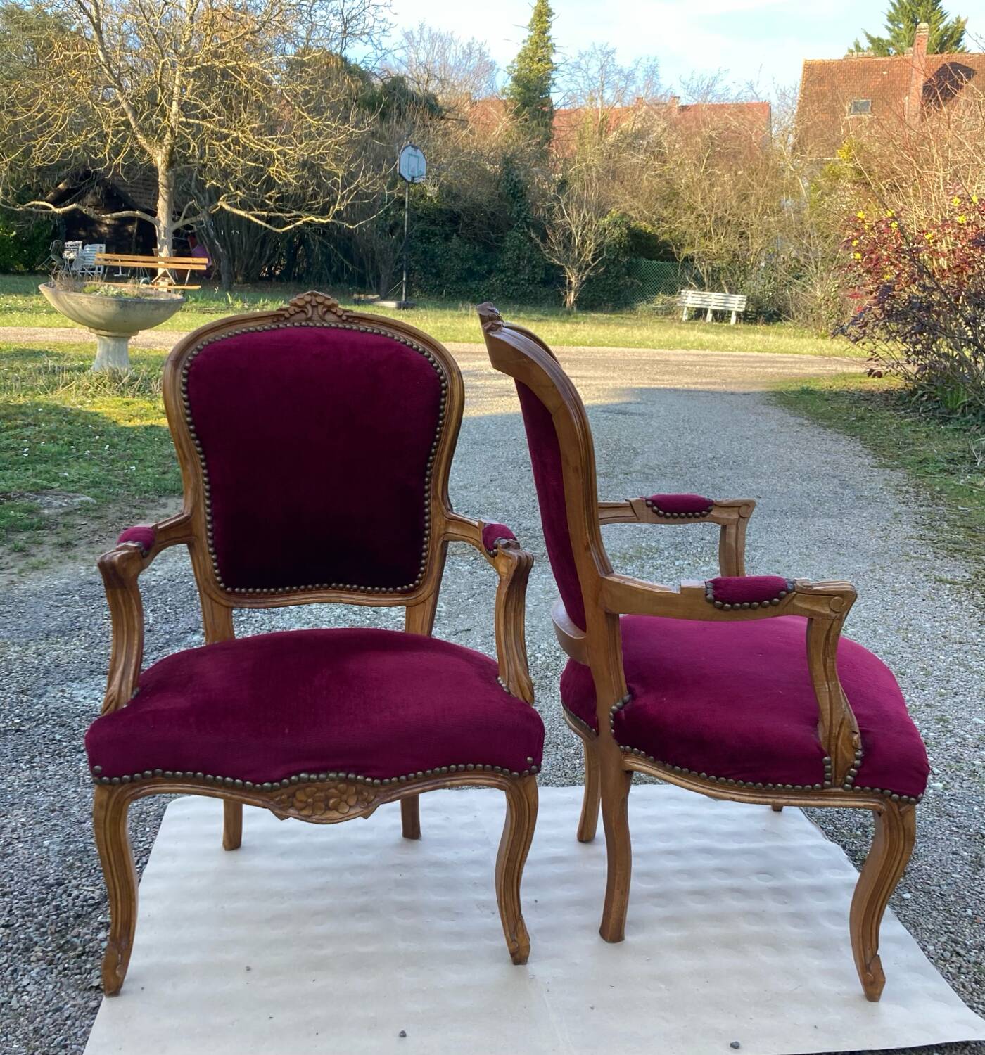 Louis XV armchairs in solid wood, 20th century