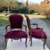 Louis XV armchairs in solid wood, 20th century