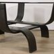 Vintage Fubo coffee table – curved wood & smoked glass – 1970s