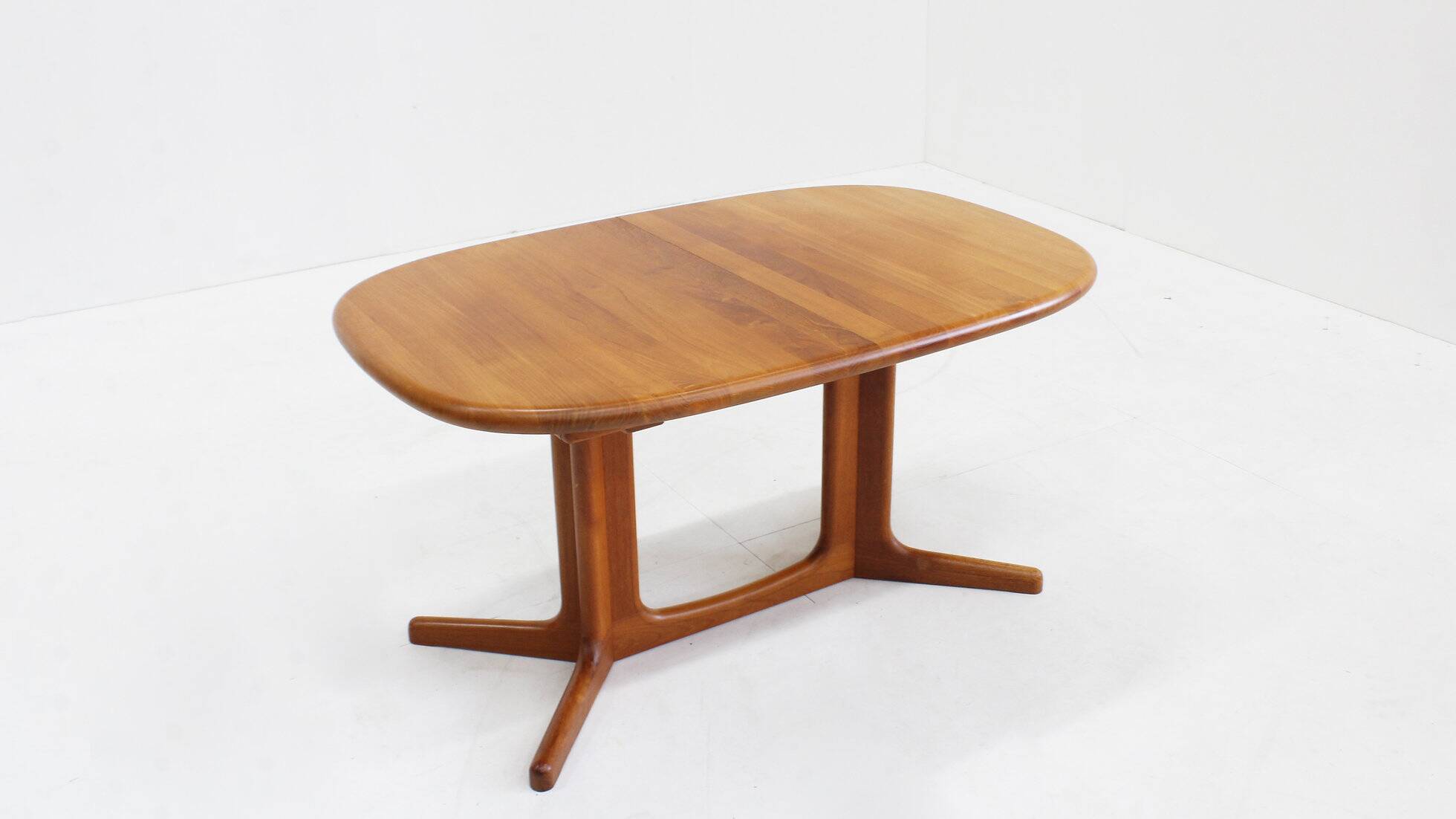 Vintage Glostrup Danish oval extendable dining table solid teak 1960s