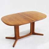 Vintage Glostrup Danish oval extendable dining table solid teak 1960s