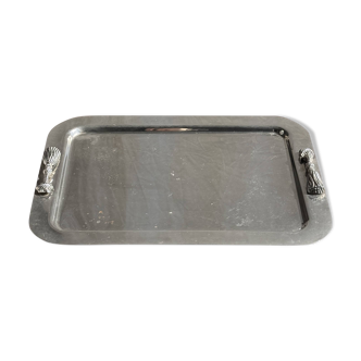 Silver tray with knot pattern handle L47.5