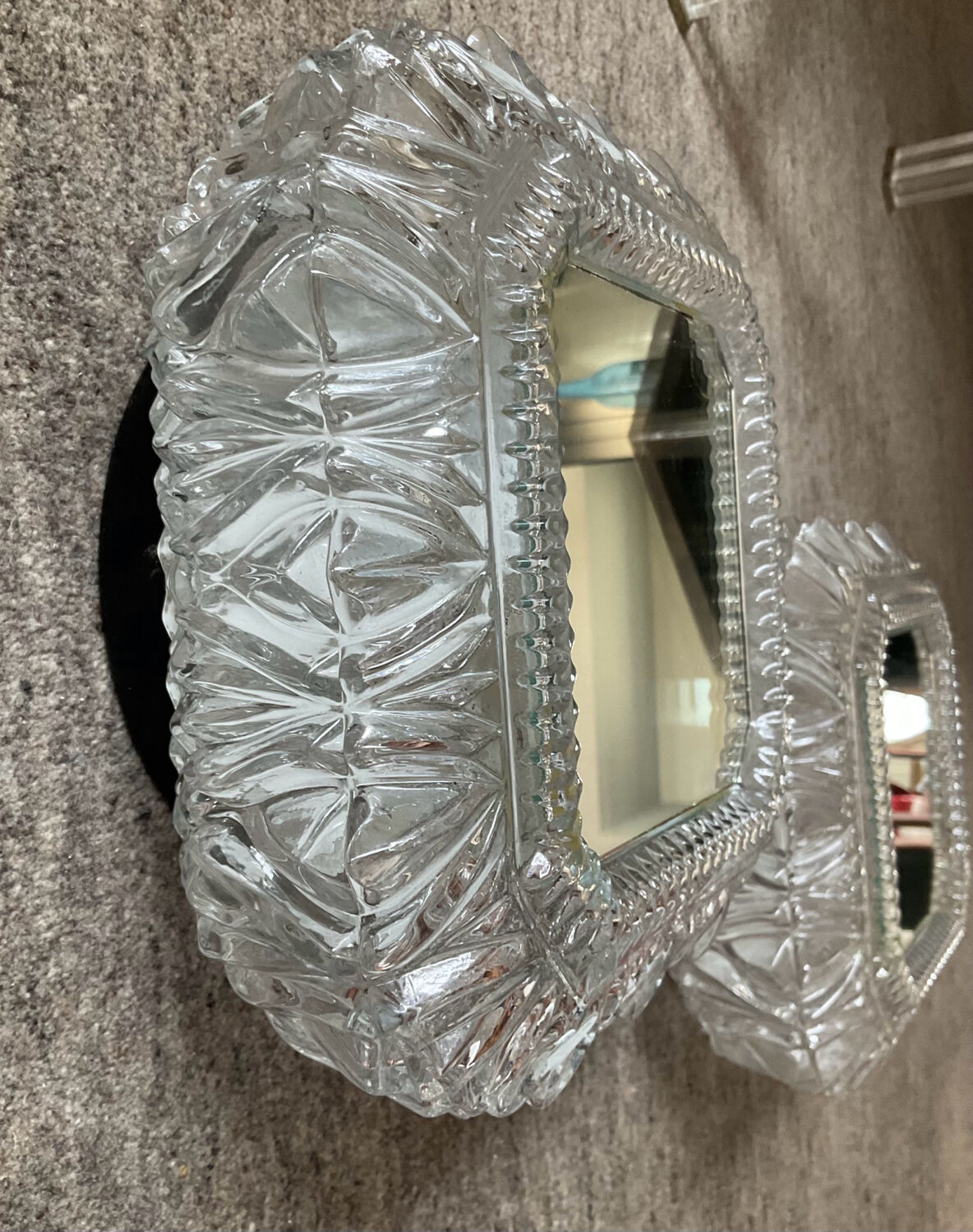 Pair of vintage 70s sconces in molded glass