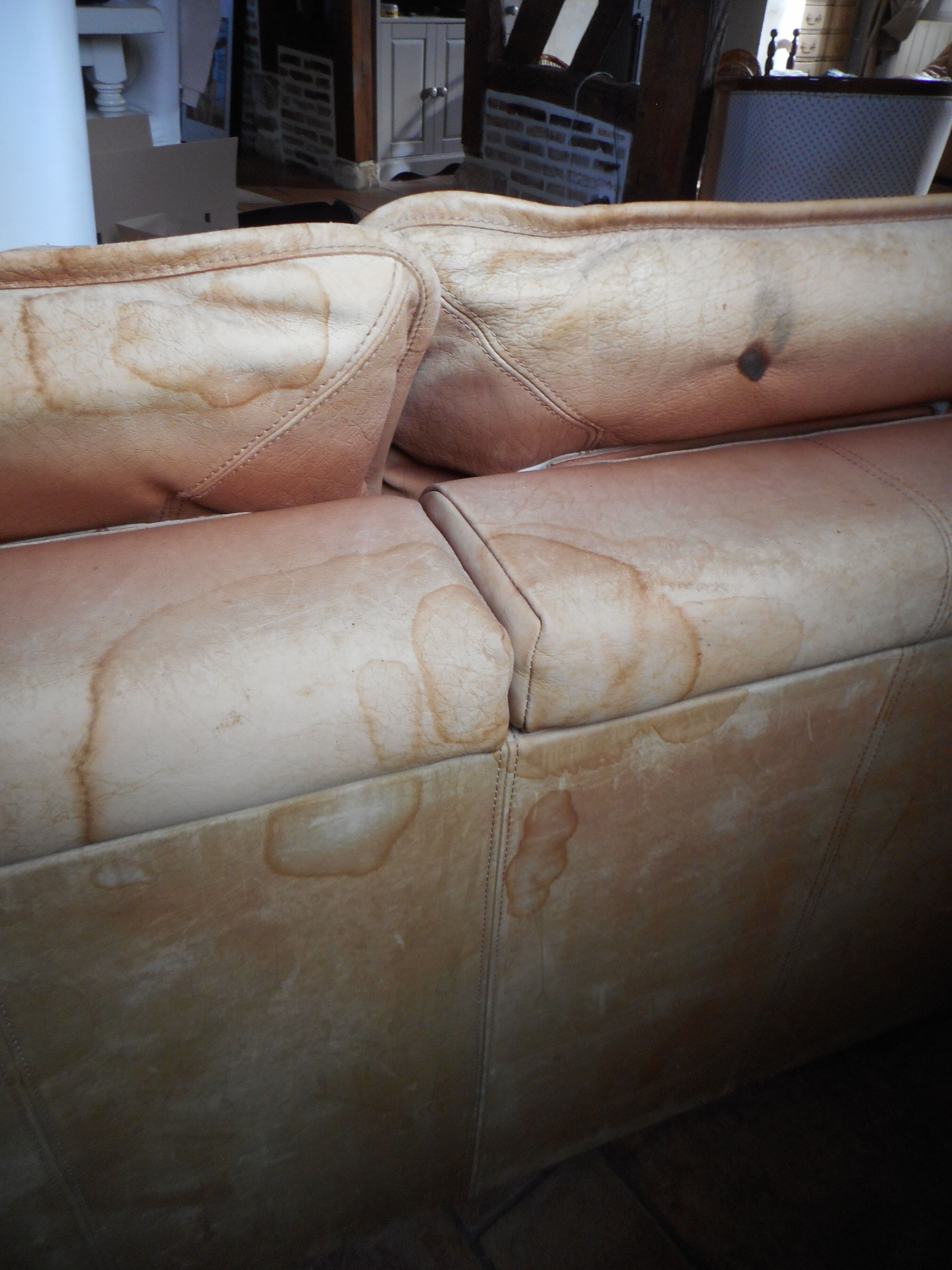 Vintage leather sofa Roche Bobois - extendable lounge seat