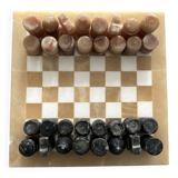Jeux d'échec en marbre beige et noir