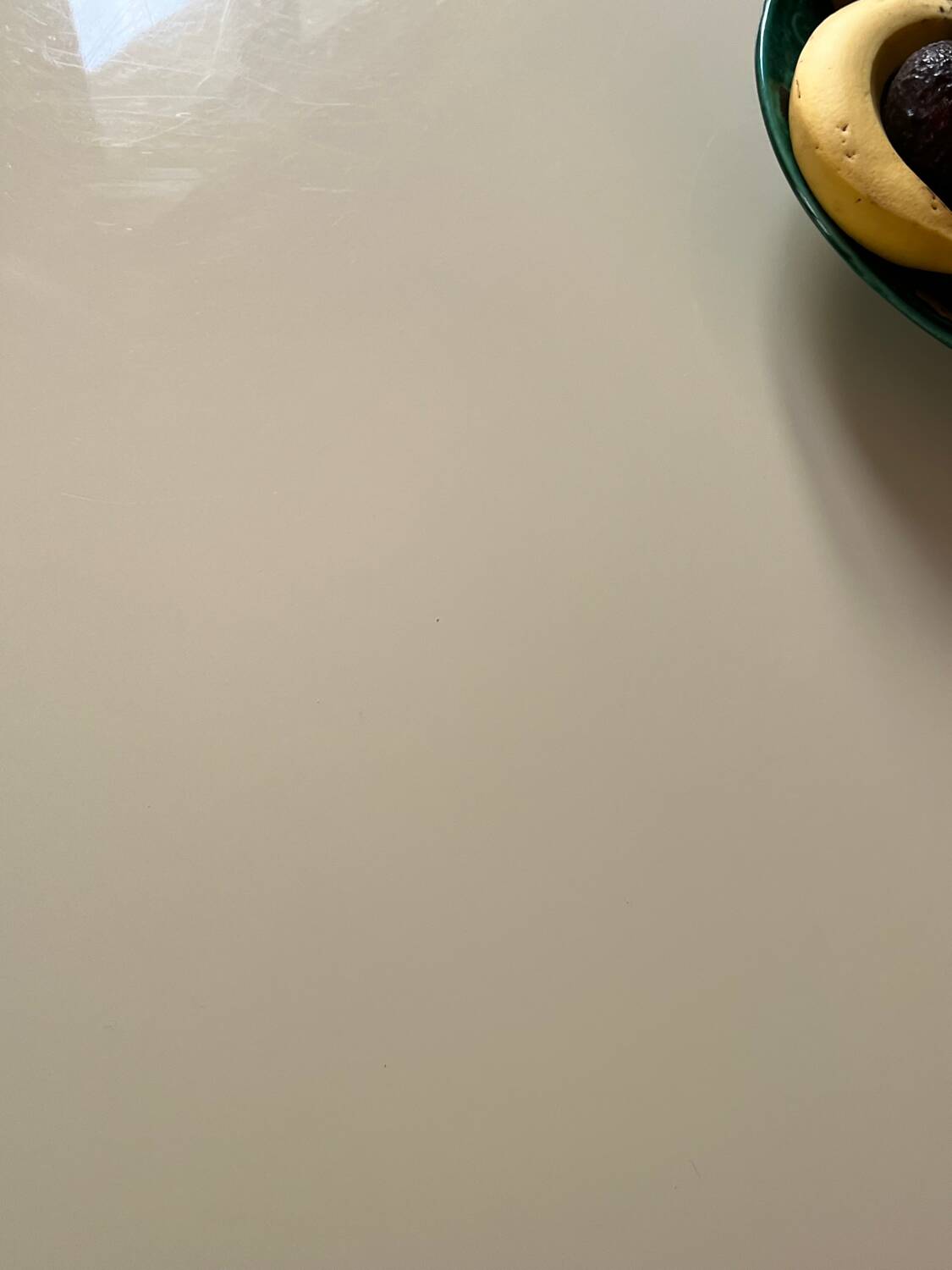 Vintage table, beige lacquered top and bamboo legs.