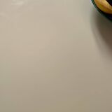 Vintage table, beige lacquered top and bamboo legs.