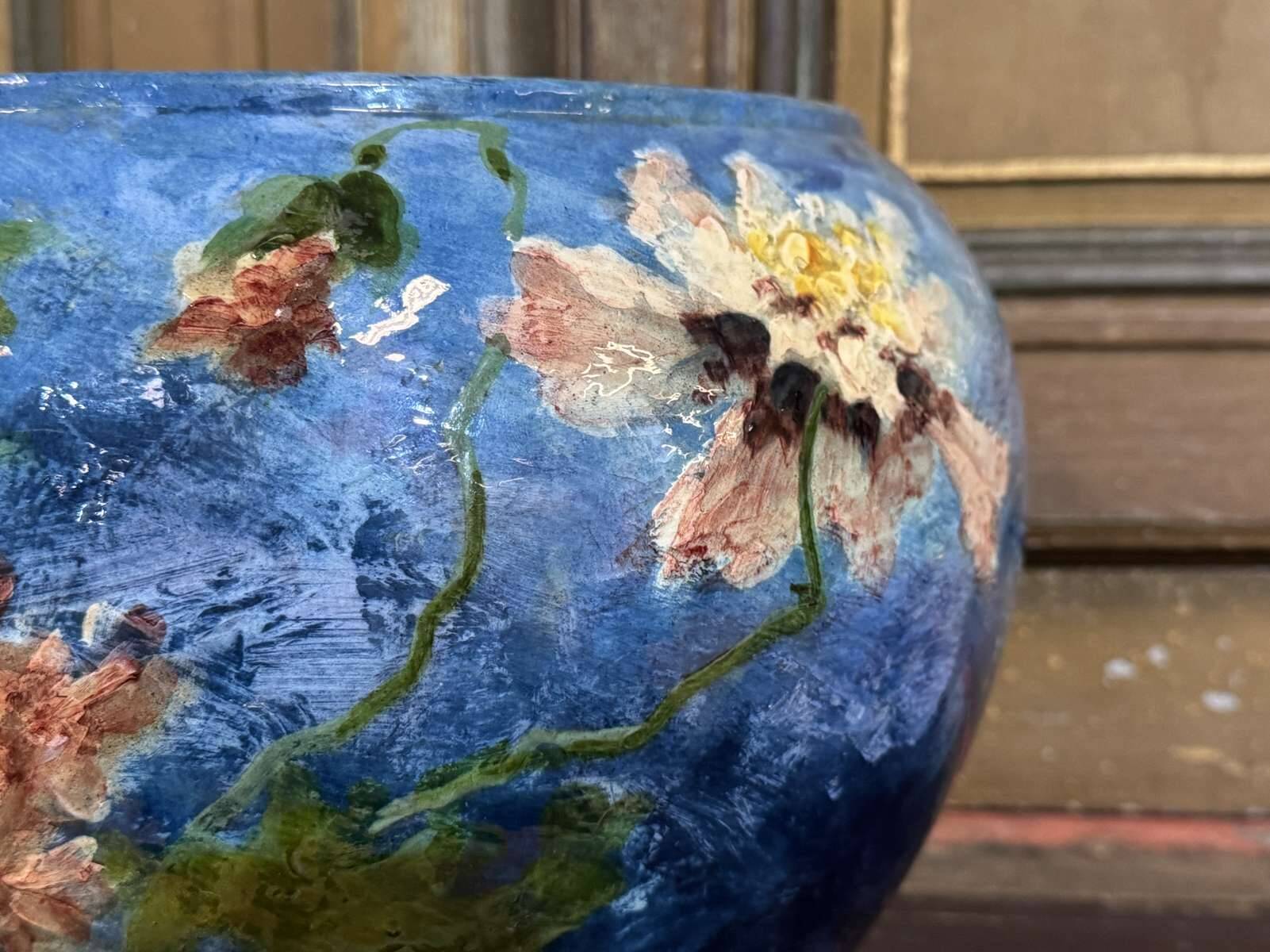 Cache pot XIXème à décor impressionniste