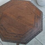 Antique wooden tripod side table with carved ball legs, 19th century