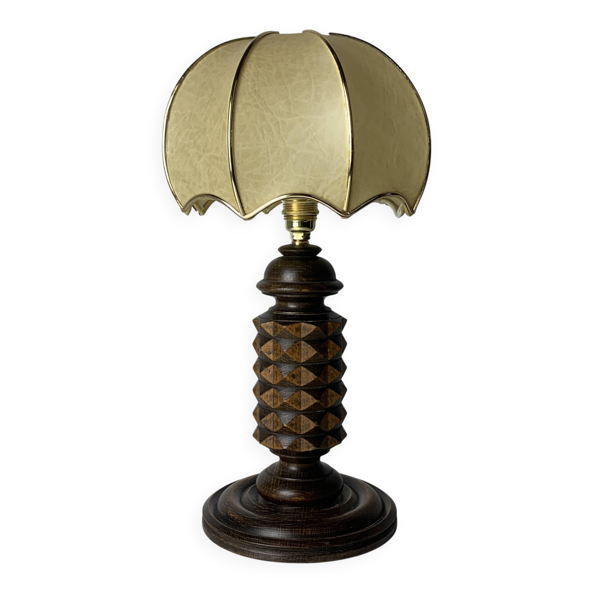 Wood Turned Mushroom Cocoon Table Lamp in the style of Charles Dudouyt